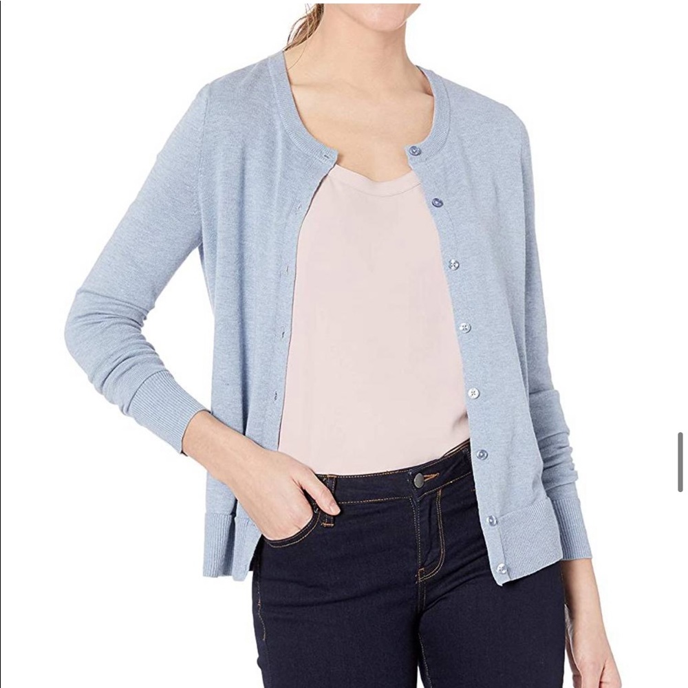 Blue crew neck cardigan